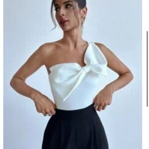 SHEIN White One-Shoulder Top